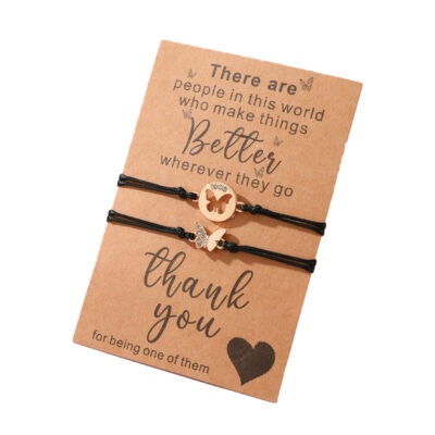 Butterfly Design Bracelet - Black & Gold