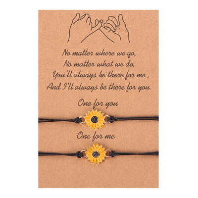 Flower String Bracelets with Black Cord