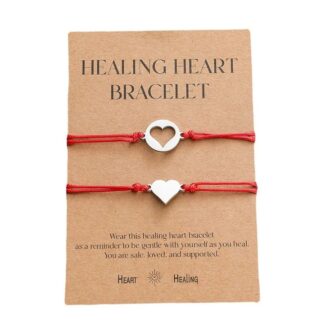 Red String Bracelets with Stainless Steel Heart