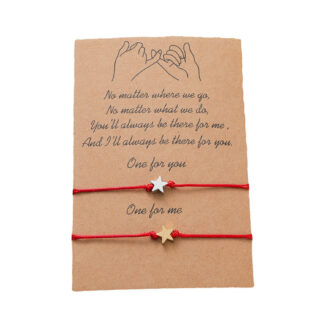 Red String Bracelets with Stainless Steel and Gold Coloured Star
