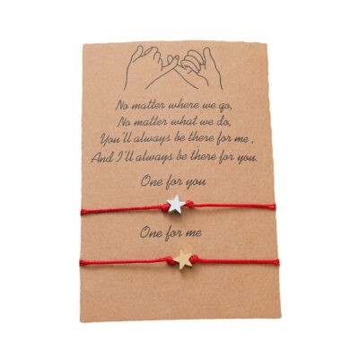Red String Bracelets with Stainless Steel and Gold Coloured Star