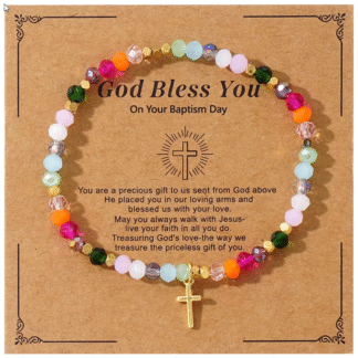 Glass Bracelet with Small Cross