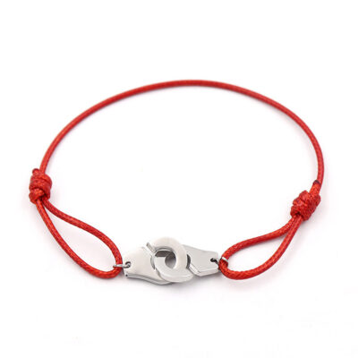 Geometric Unisex Bracelet - Red & Silver