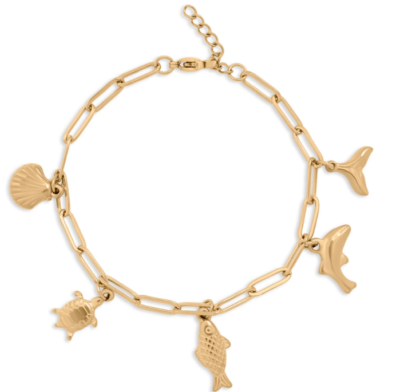 Sea Vacation Charm Bracelet - 18K Gold Coated Stainless Steel