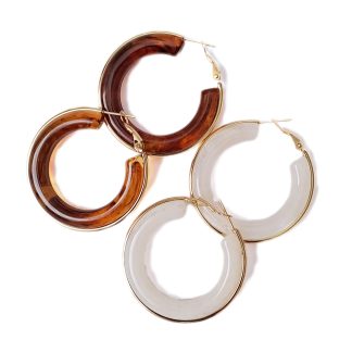 Acrylic hoop earrings with stainless steel edge and clasp