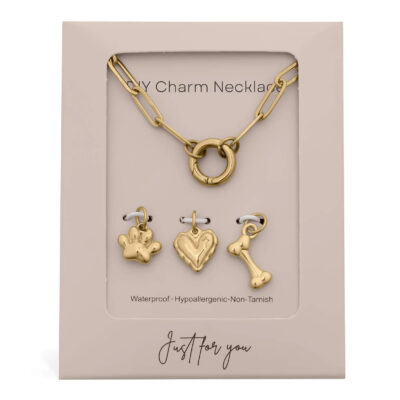 Pet Charm Holder Necklace Gift Set - 18K Gold coated Stainless Steel
