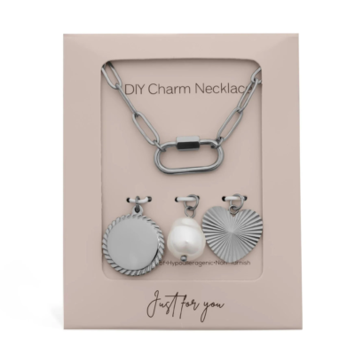 Pearl Sunburst Charm Holder Necklace Gift Set - 316L Stainless Steel