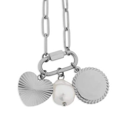 Pearl Sunburst Charm Holder Necklace Gift Set - 316L Stainless Steel