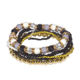 Bohemian Geometric Beaded Alloy Bracelets - Black