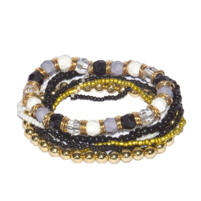 Bohemian Geometric Beaded Alloy Bracelets - Black