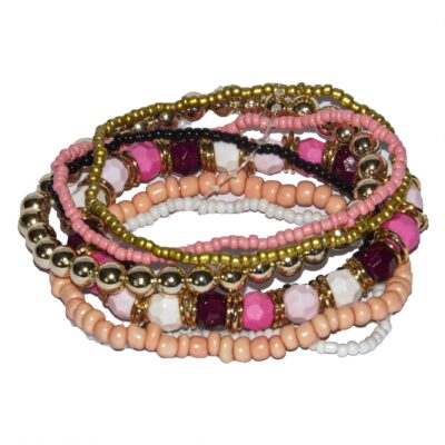 _NIK5436_bohemian_1 Bohemian Geometric Beaded Alloy Bracelets - Rose & Salmon