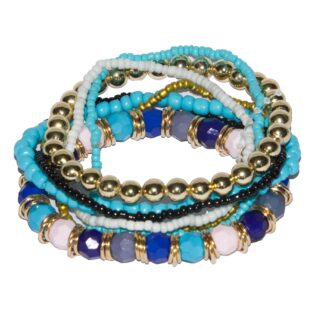 Bohemian Geometric Beaded Alloy Bracelets - Blue