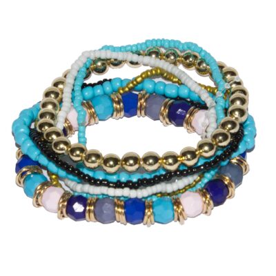 Bohemian Geometric Beaded Alloy Bracelets - Blue