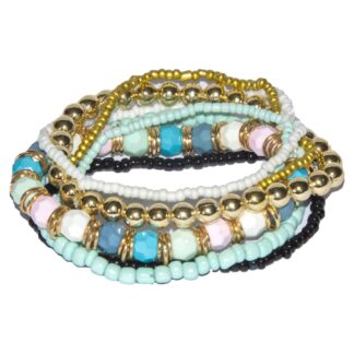 Bohemian Geometric Beaded Alloy Bracelets - Blue Green
