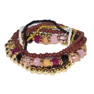 Bohemian Geometric Beaded Alloy Bracelets - Coffee