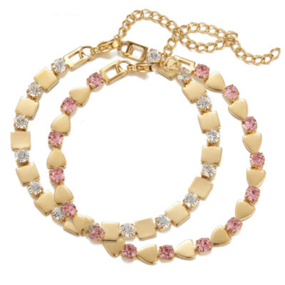 Two Geometric Bracelets - Square & Heart