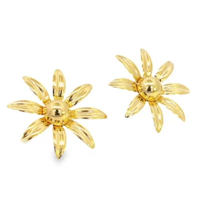 French Gold Flower Earrings