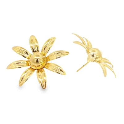 French Gold Flower Earrings