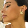 French Gold Flower Earrings