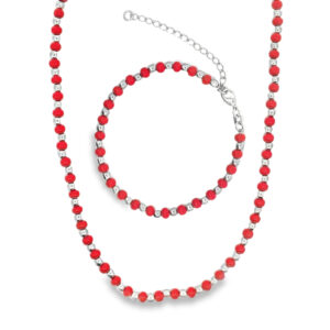 Red and Silver Dots Jewelry Set