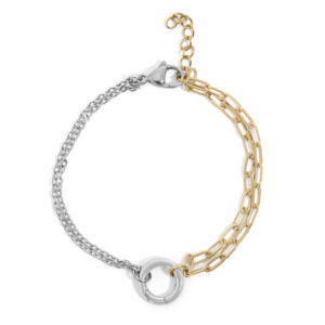 BRJ1102_Mixed_Metal_Double_Chain Night and Day for Charm Bracelet